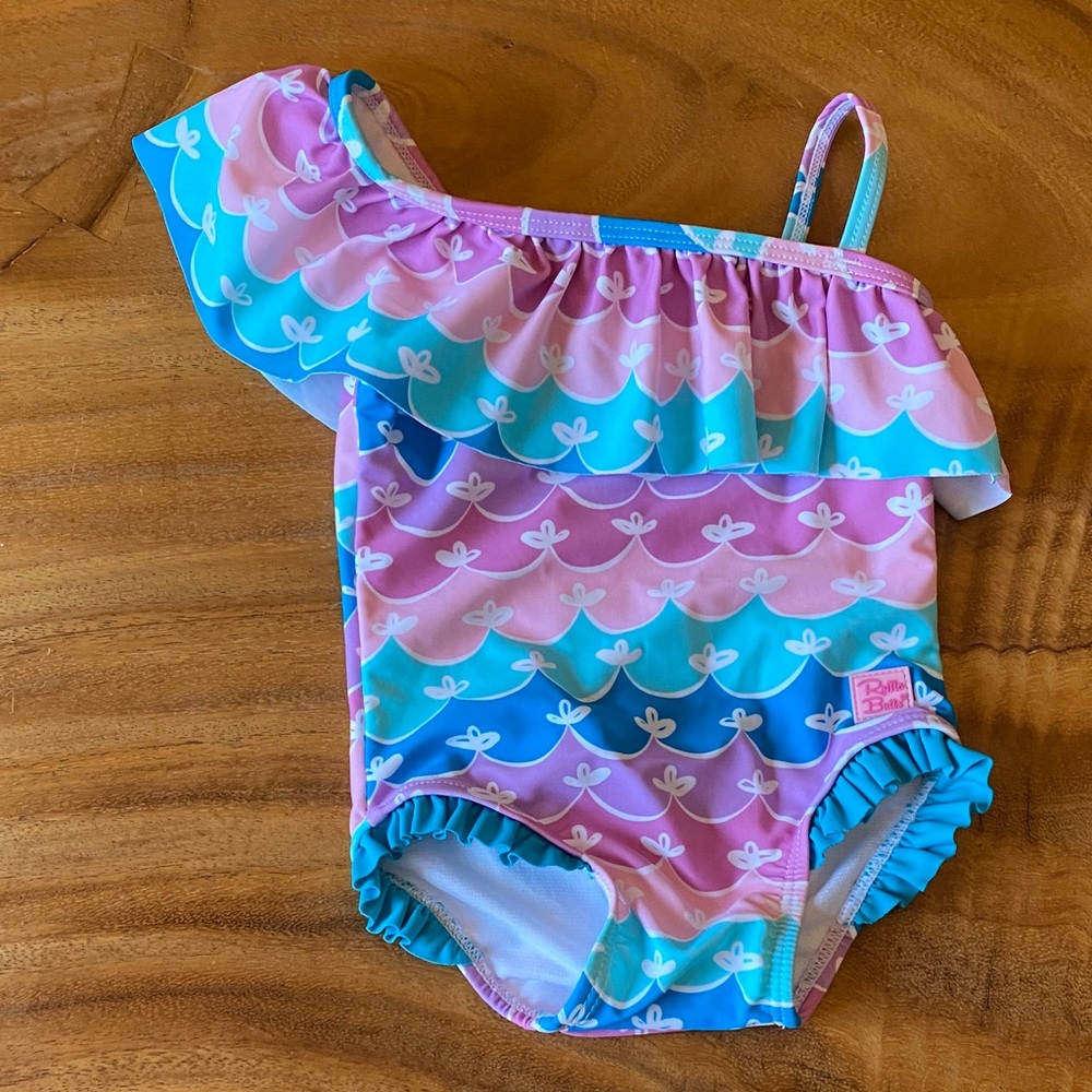 Ruffle Butts Pink and Blue Kids Swim One Piece